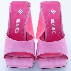The Attico Bubblegum Pink Quilted Square-Toe Mules